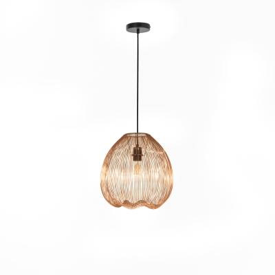 E-STYLO Lampada a sospensione con paralume a gabbia in metallo dorato, ideale per aggiungere eleganza e modernità ai tuoi ambienti, 35cm X 35cm H. 150cm