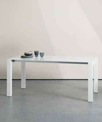 E-STYLO Tavolo allungabile moderno in MDF lucido, perfetto per chi ha spazi ridotti ma non vuole rinunciare a cene con parenti e amici, 90cm X 174/264cm H. 76cm