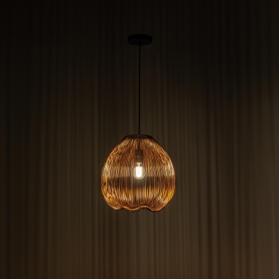 E-STYLO Lampada a sospensione con paralume a gabbia in metallo dorato, ideale per aggiungere eleganza e modernità ai tuoi ambienti, 35cm X 35cm H. 150cm