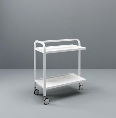 E-STYLO Carrello in metallo bianco a 2 ripiani con ruote girevoli, pratico e funzionale, ideale per riporre strumenti e accessori in modo ordinato, 40cm X 75cm H. 80cm