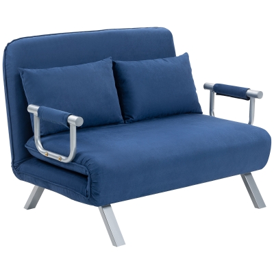 HOMCOM 2-Seater Click-Clack Sofa Bed Dark Blue
