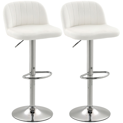 HOMCOM Tabourets Bar Réglables Pivotants Lot de 2 Crème