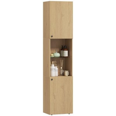 HOMCOM Armoire Haute Salle de Bain 6 Niveaux Chêne 40x31x182cm
