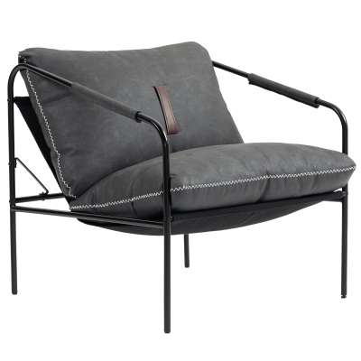 HOMCOM Fauteuil Moderne Cuir Synthétique Gris Charbon