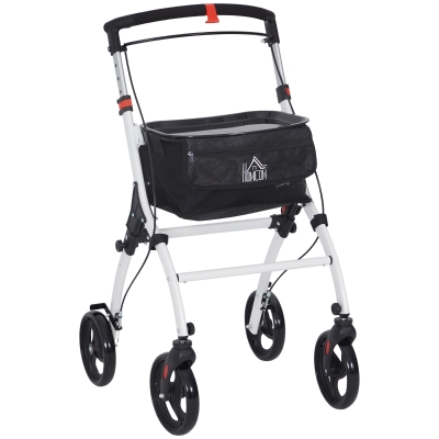 HOMCOM Déambulateur Pliant Léger avec Roulettes et Sac