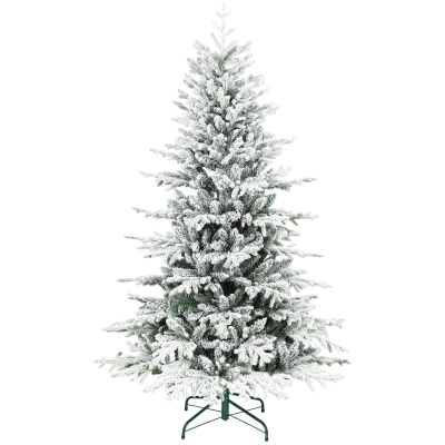 HOMCOM Sapin de Noël 180cm Neige Flocké 1815 Branches Métal Vert