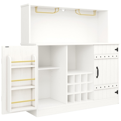 Credenza stile rustico con portabicchieri, Bianco