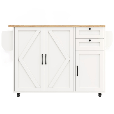 Moderne Kücheninsel mit Holzmaserung, Multifunktionaler Esstisch mit verstellbarer Tischplatte und Stauraum, 120 x 43,2/71,2 x 92 cm, Weiß