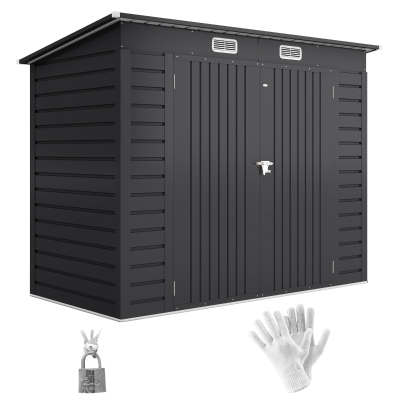 Outsunny 3.7 x 7.9ft Galvanised Steel Shed, with Latched Door and Padlock - Grey