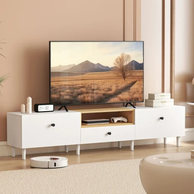 HOMCOM Mobile TV 200x35x45cm Bianco