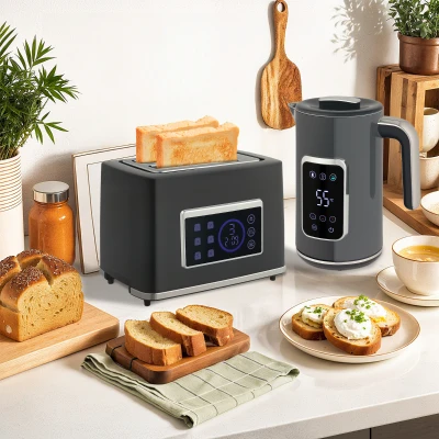 HOMCOM Touch Screen Kettle & Toaster Set Grey