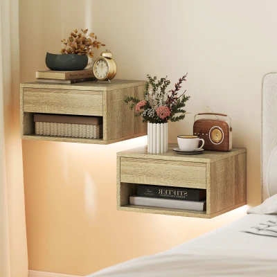 HOMCOM Comodini 37x32x21 cm Effetto legno naturale