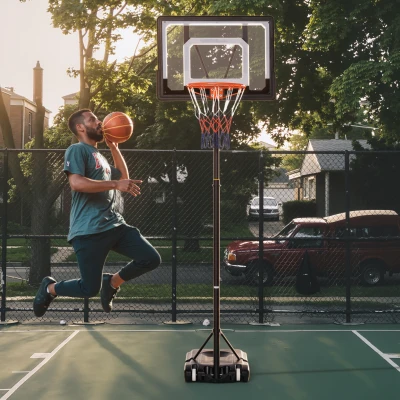 HOMCOM Basketballständer mit Rollen 83x55cm Rückwand, Mobiler Basketballkorb mit Ständer, verstellbare Korbhöhe 156 bis 210 cm, Basketballanlage für Jugendliche, fürs Außenbereich