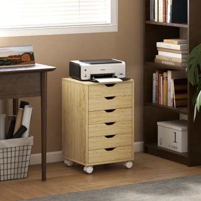 HOMCOM Cassettiera da Scrivania 40x35x63 cm Rovere