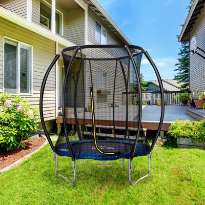 HOMCOM Trampoline Enfants Ø183cm Filet Sécurité Extérieur Bleu