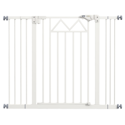 PawHut Barrera para Perros Extensible con Cierre Automático y Sistema de Doble Bloqueo 74-100x76 cm Blanco