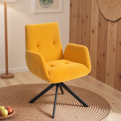 HOMCOM Upholstered Armchair, Accent Chair, Modern Design, Swivel, up to 120 kg, Yellow