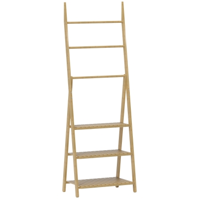 HOMCOM Scaffale Bagno 3 Ripiani e 3 Porta Asciugamani Pieghevole