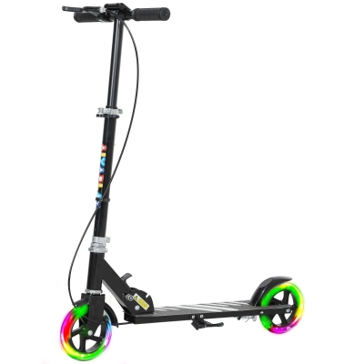 AIYAPLAY Trottinette Enfant Pliable 2 Roues LED Hauteur Réglable Noir