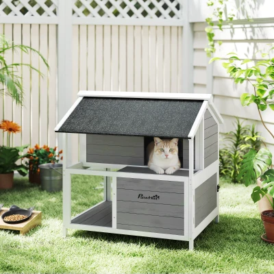 PawHut Cuccia per gatti 80cm x 93,2cm x 95,2cm grigio