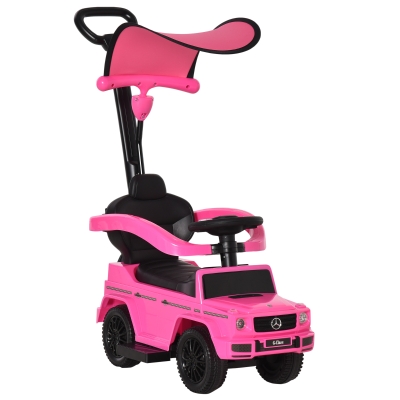HOMCOM Porteur Enfant 12-36M Rose avec Ombrelle et Garde-Corps