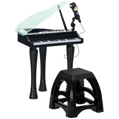 AIYAPLAY Piano Enfant 32 Touches LED avec Tabouret Noir