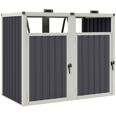 Outsunny Abri 2 Poubelles 240L Acier Galvanisé Gris Foncé