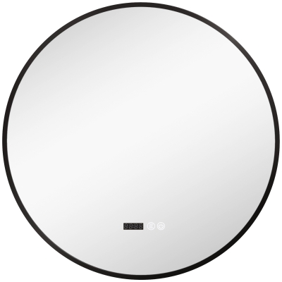 HOMCOM Miroir Rond LED Anti-Buée Noir Salle de Bain