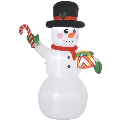 Outsunny Bonhomme de Neige Gonflable 180cm LED Intérieur/Extérieur