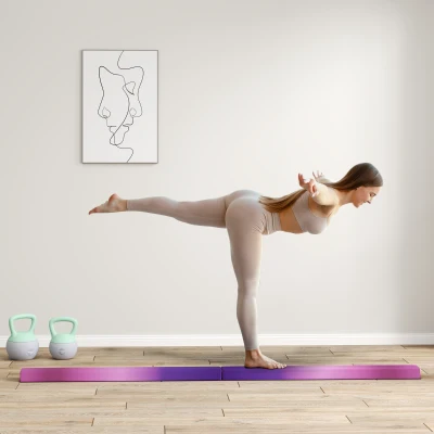 SPORTNOW Poutre Gymnastique Pliable Antidérapante 236cm Violet Rose