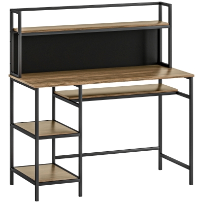 HOMCOM Bureau Informatique avec Rangement 4 Étagères Noir Marron