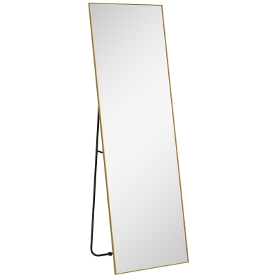 HOMCOM Miroir Pleine Longueur 50x160cm Doré Sur Pied ou Mural
