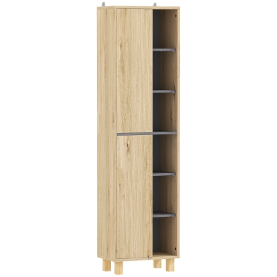 HOMCOM Colonne Salle de Bain Bois Naturel avec Placards et Compartiments
