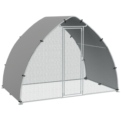 PawHut Enclos Poulailler 5,75m² Acier Galvanisé Toit Anti-UV