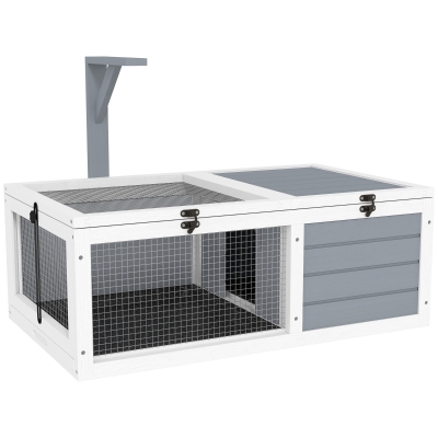 PawHut Maison Tortue 81x48x31,5cm 2 Espaces Support Lampe Gris