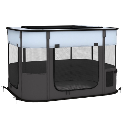 PawHut Parc Pliable Animaux Tissu Oxford 84x64x53cm Gris Noir