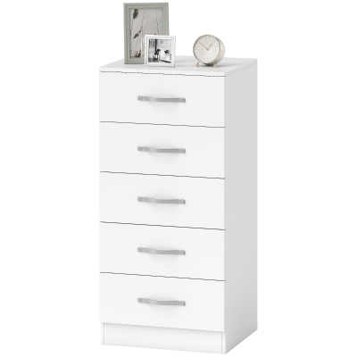 HOMCOM Commode Moderne 5 Tiroirs 40x35x85 cm Blanc