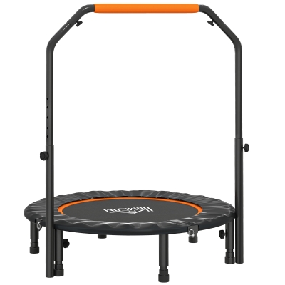 HOMCOM 40" Foldable Mini Fitness Trampoline, with Adjustable Foam Handle, Orange