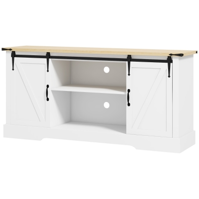HOMCOM Buffet Bois Blanc Chêne 2 Portes Coulissantes 150x40x72 cm