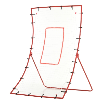 HOMCOM Filet Rebond Football Angle Réglable Rouge Blanc