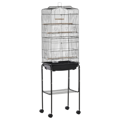 PawHut Bird Cage with Stand Black 46.5x36x157cm