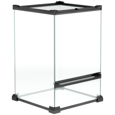 PawHut Terrarium Verre 12L Couvercle Treillis Noir 20x20x30 cm