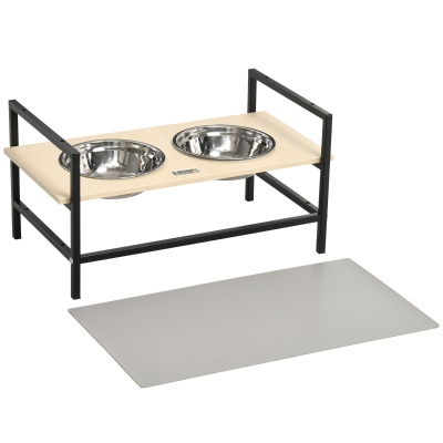 PawHut Gamelle Chien Surélevée Double Réglable + Tapis