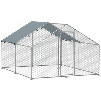 PawHut Poulailler Métal 10-15 Poules 3x3,4x1,9m Couverture UV