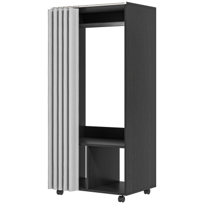 HOMCOM Armoire Mobile avec Rideau et Tringle Noir