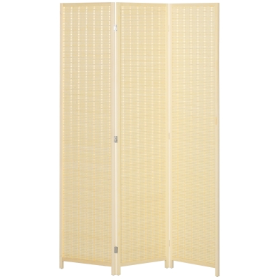 HOMCOM Paravent Bois Pliable 3 Panneaux 135x180cm Naturel
