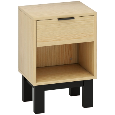HOMCOM Bedside Table, Nightstand with Drawer, Open Shelf, Nightstand for Bedroom, Living Room, 35 x 26 x 50 cm, Oak