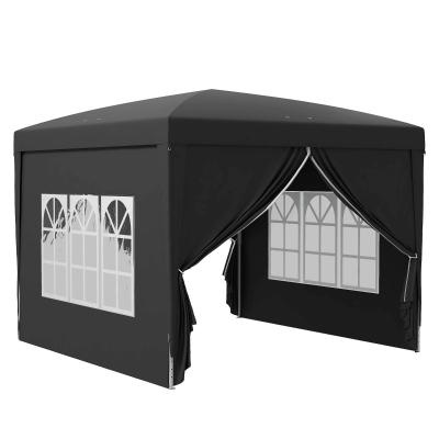 Outsunny Tente Barnum Pliant 3x3m avec Parois et Sac Noir