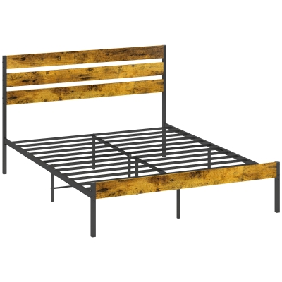 HOMCOM Lit Double Acier 160x200 cm Style Industriel