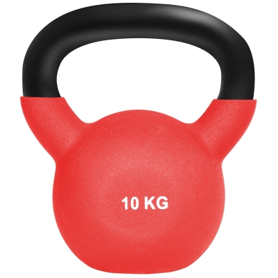 HOMCOM Kettlebell 10kg Métal Poignée Antidérapante Rouge/Noir